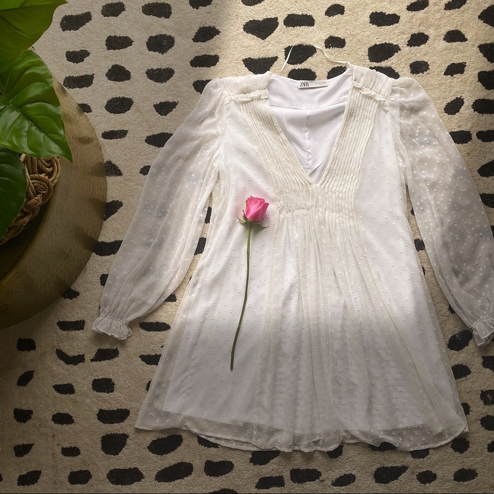 White Dobby Mini Dress